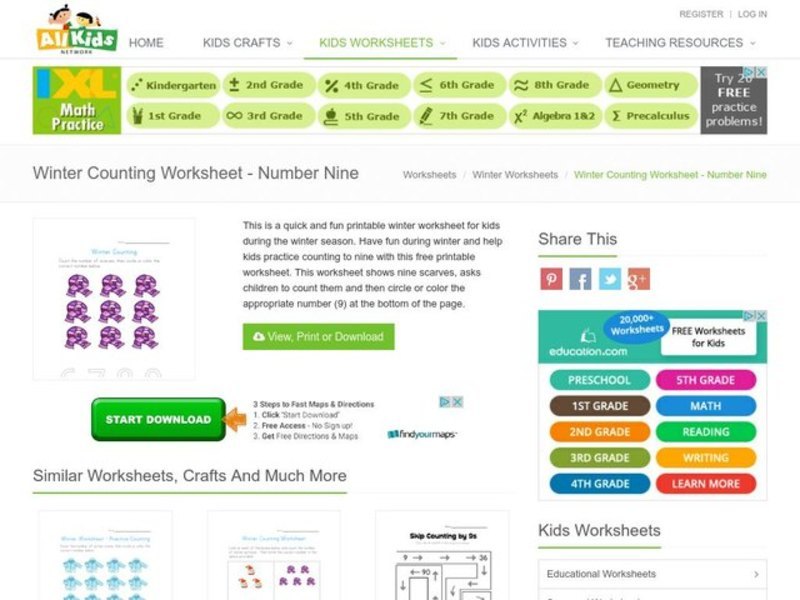 Winter Counting Worksheet