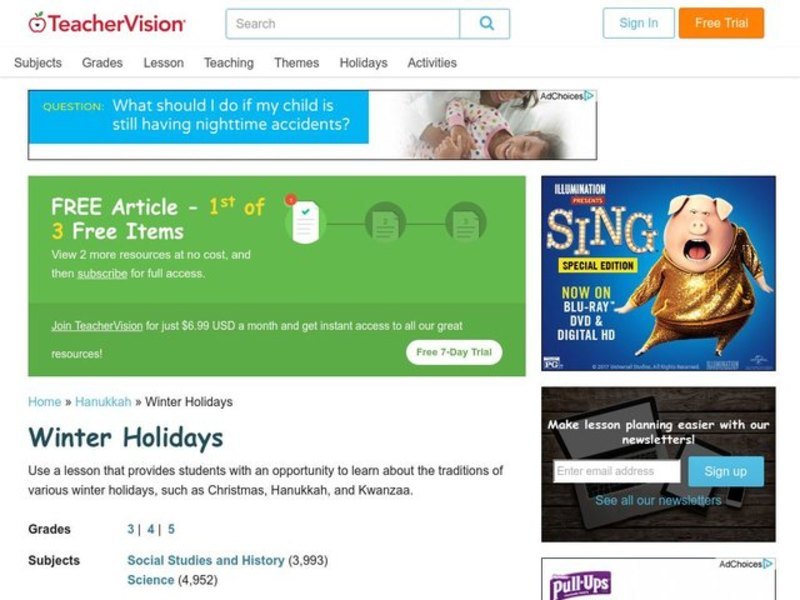 Winter Holidays Lesson Plan