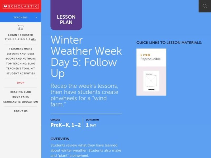 Winter Weather Day 5: Follow Up Lesson Plan