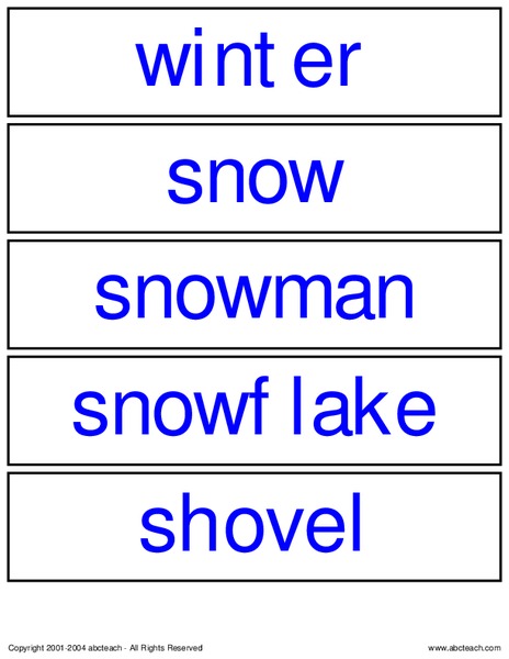 Winter Words Activity