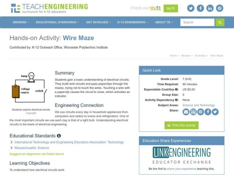 Wire Maze Lesson Plan