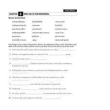 Wise Use of Our Resources Worksheet