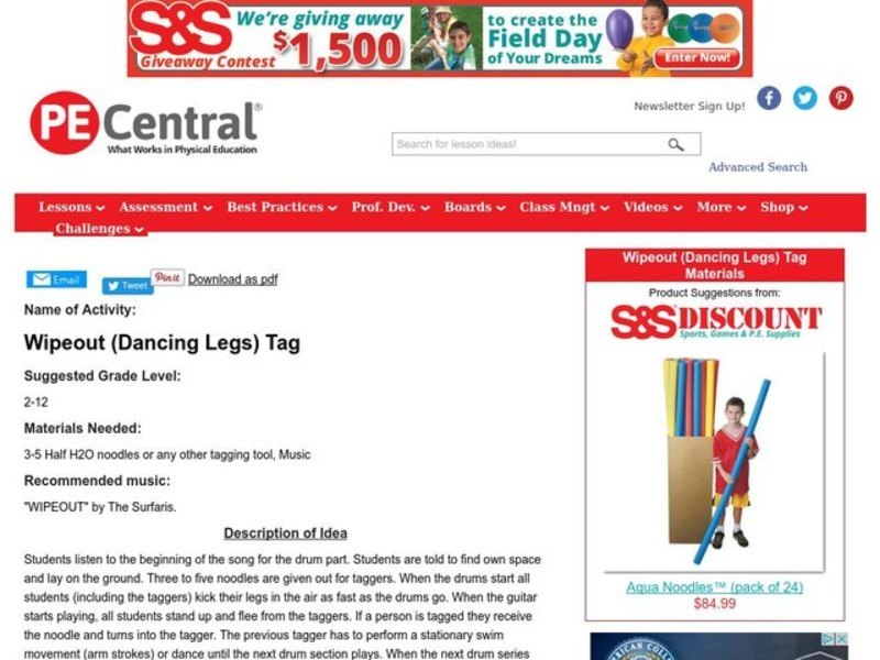 Wipeout (Dancing Legs) Tag Lesson Plan