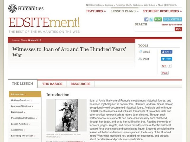 Witnesses to Joan of Arc and The Hundred Years' War Lesson Plan
