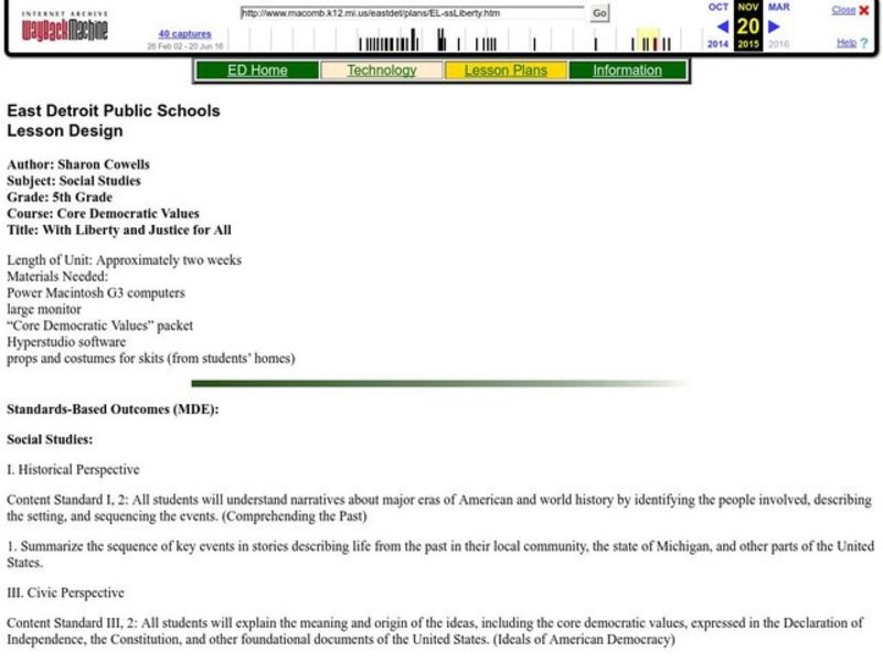 With Liberty and Justice for All Lesson Plan