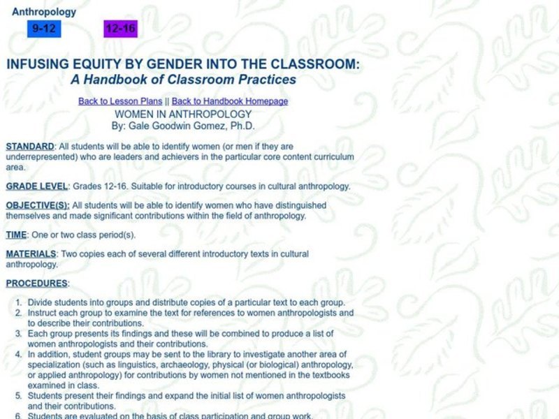 Women in Anthropology Lesson Plan