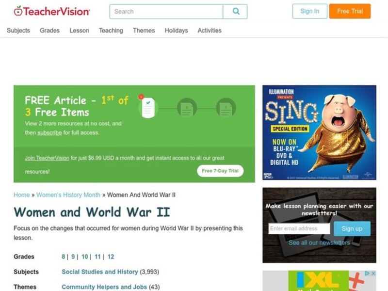 Women and World War II Lesson Plan