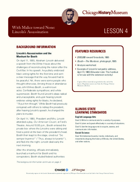 With Malice toward None: Lincoln's Assassination Lesson Plan