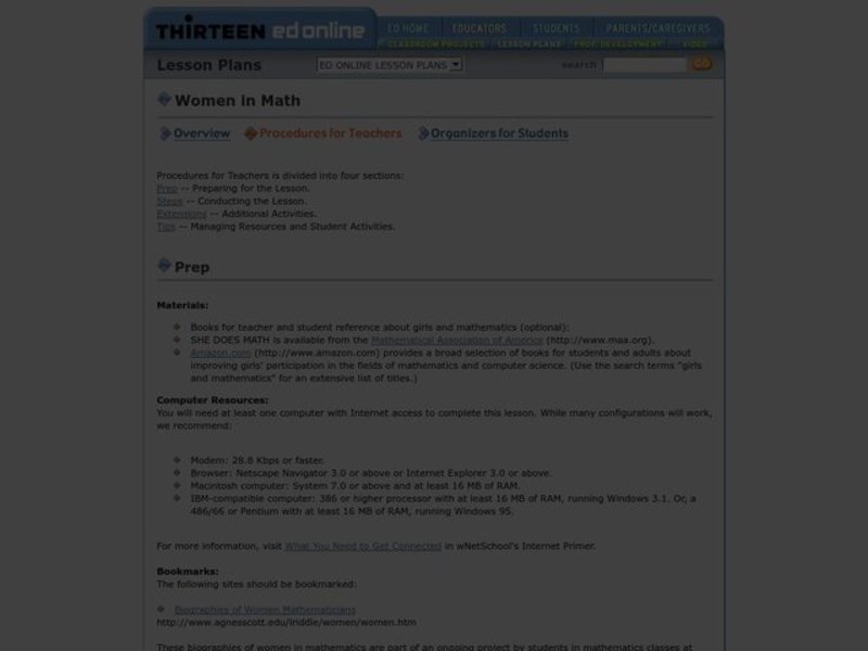 Women in Math Lesson Plan