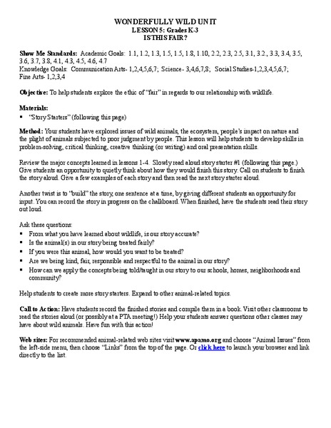 Wonderfully Wild Unit Lesson Plan