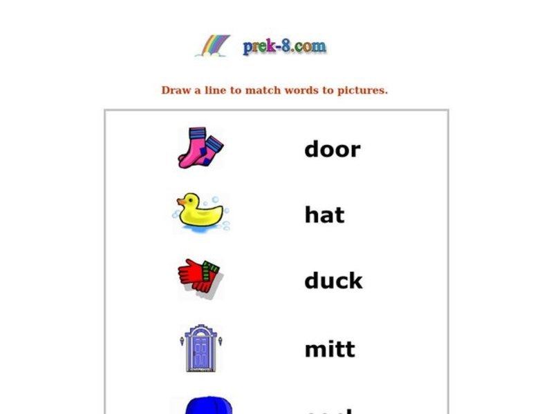 Word and Picture Matching Worksheet