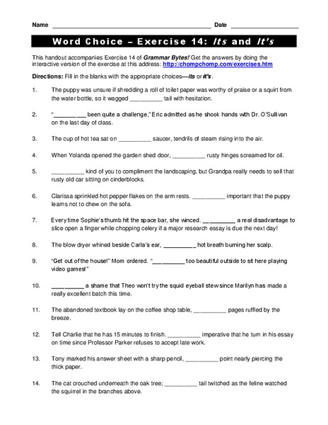 Word Choice Worksheet