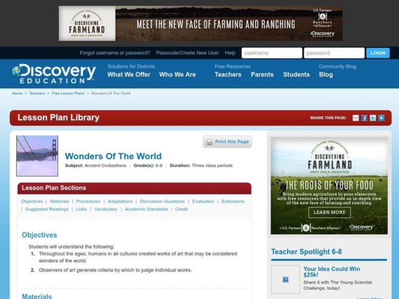 Wonders Of The World Lesson Plan
