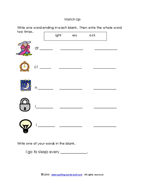 Word Endings Worksheet