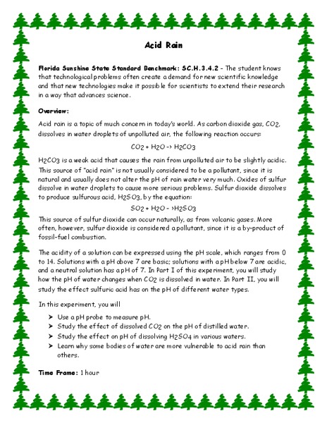 Acid Rain Lesson Plan