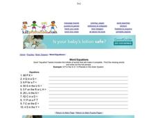 Word Equations Worksheet