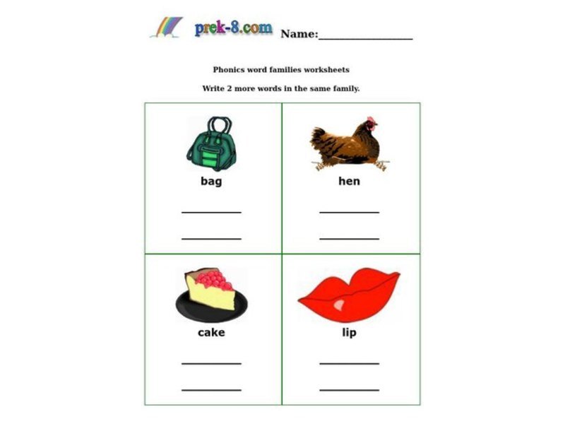 Word Families Worksheet