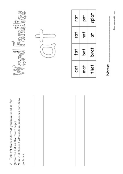 Word Families Worksheet