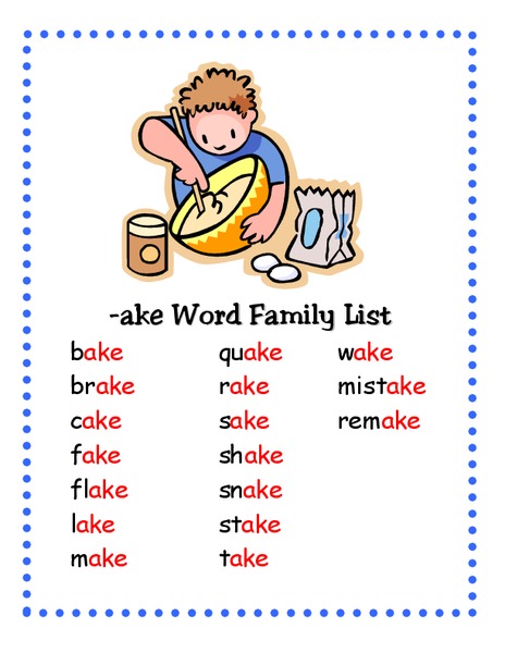 Word Family List Lesson Plan