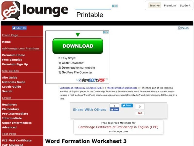 Word Formation Worksheet