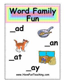 Word Family Fun Worksheet