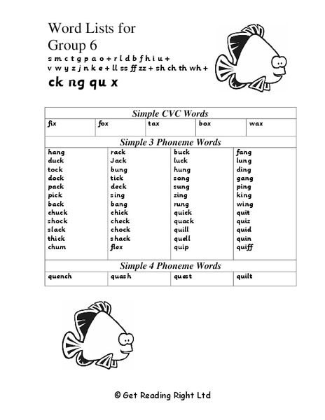Word List Worksheet