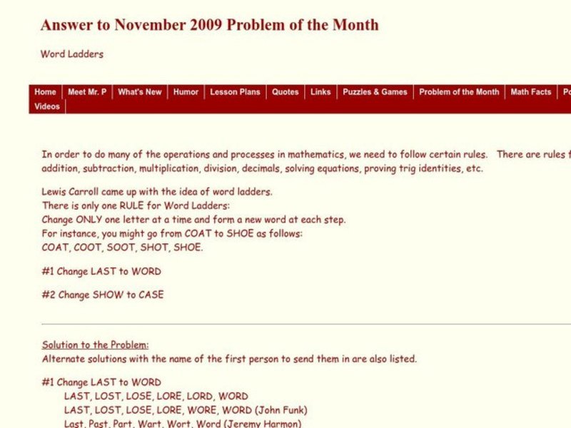 Word Ladders Worksheet