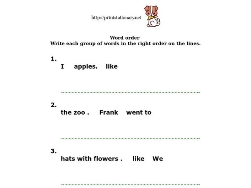 Word Order Worksheet