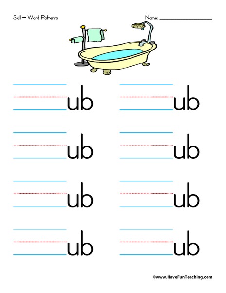 Word Patterns Worksheet