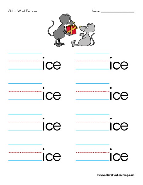 Word Patterns Worksheet