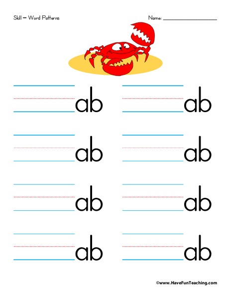 Word Patterns Worksheet