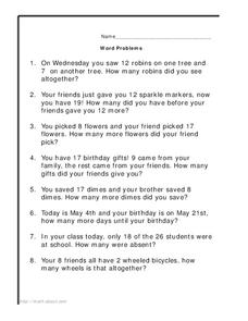 Word Problem Practice Worksheet