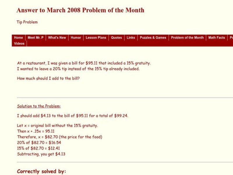 Word Problem Worksheet