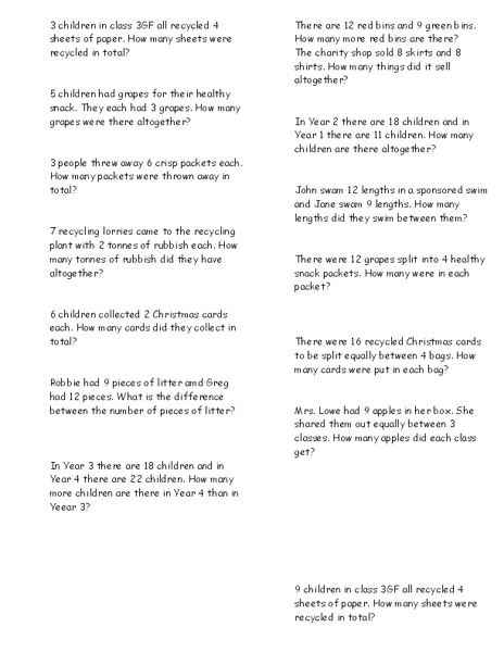 Word Problem Practice Worksheet