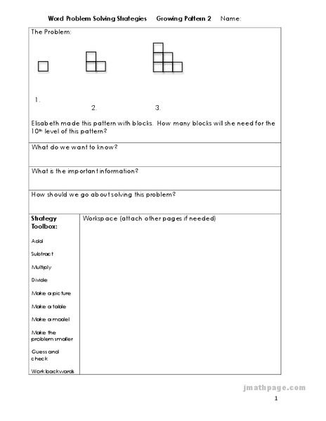 Word Problem Solving Strategies Worksheet