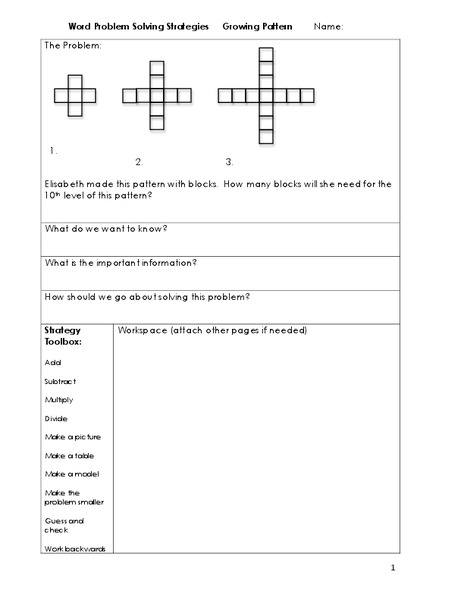 Word Problem Solving Strategies Worksheet