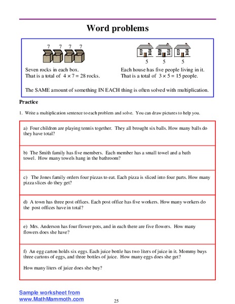 Word Problems Worksheet