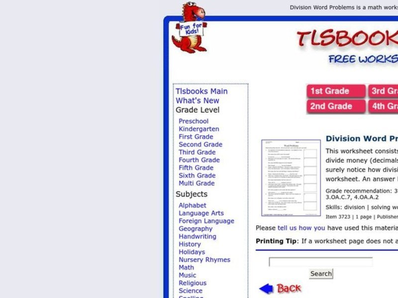 Word Problems Worksheet