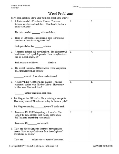 Word Problems Worksheet