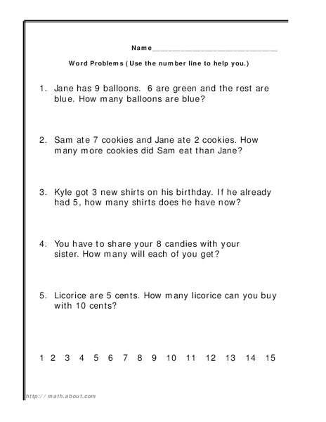 Word Problems Worksheet
