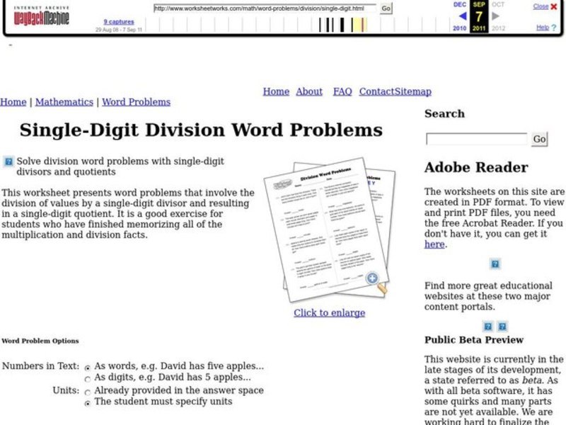 Word Problems Worksheet