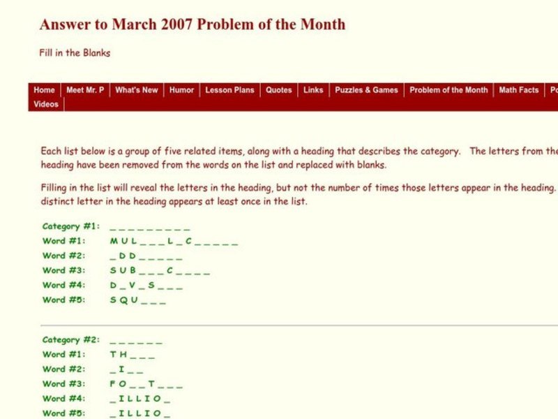 Word Puzzles Worksheet