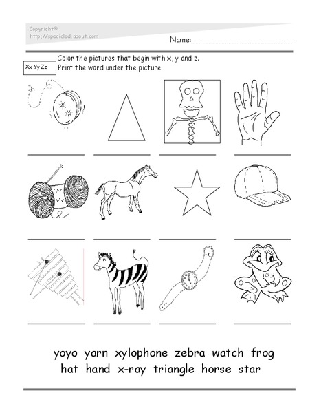Word Recognition: X, Y, Z Lesson Plan