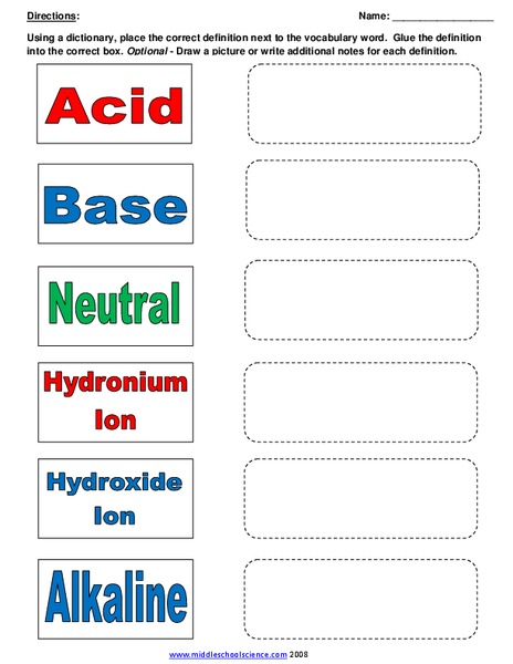 Acids and Bases Worksheet