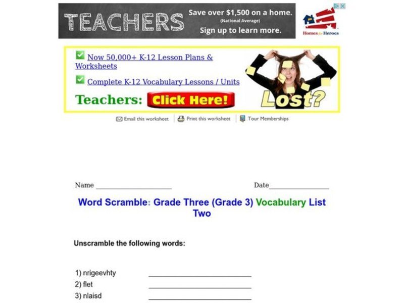 Word Scramble Worksheet