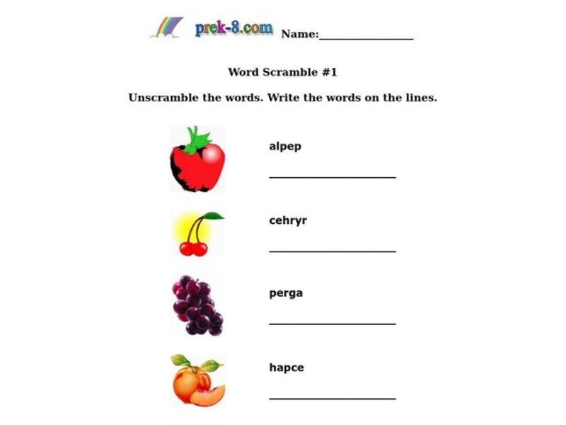 Word Scramble #1 Worksheet