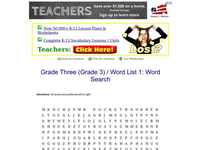 Word Search Worksheet