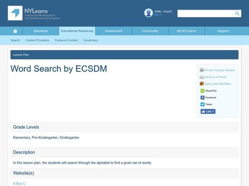 Word Search Lesson Plan