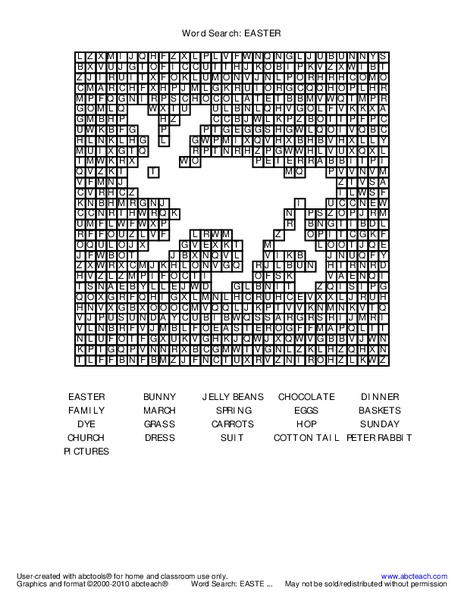 Word Search: Easter Worksheet
