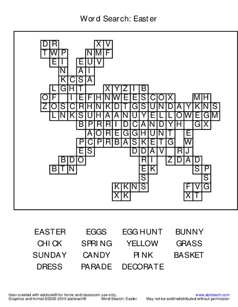 Word Search: Easter Worksheet
